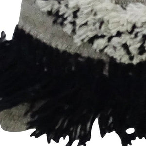 Homeroots 16" X 22" Black And Gray Diamond Handmade Cotton Blend Throw Pillow With Fringe   482237