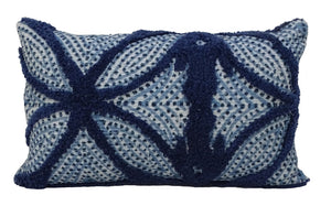 Homeroots 14" X 24" Blue And Light Blue Zippered Cotton Blend Trellis Throw Pillow   482238