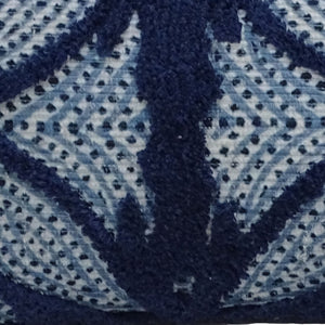 Homeroots 14" X 24" Blue And Light Blue Zippered Cotton Blend Trellis Throw Pillow   482238