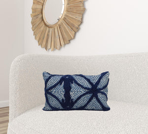 Homeroots 14" X 24" Blue And Light Blue Zippered Cotton Blend Trellis Throw Pillow   482238