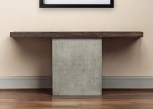 Homeroots 63" Brown And Gray Solid Wood Pedestal Console Table   482239