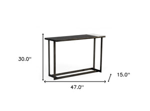 Homeroots Asymmetrical 47" Antiqued Bronze Grey And Ceramic Console Table   482240