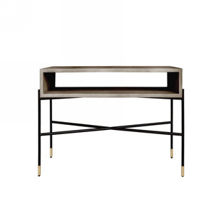 Homeroots 45" Gray And Black Concrete Console Table With Shelves   482241