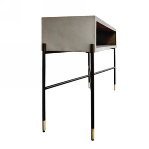 Homeroots 45" Gray And Black Concrete Console Table With Shelves   482241