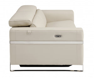 Homeroots 41" Beige Italian Leather Power Recliner Chair Beige  482245