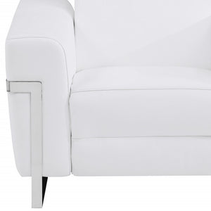 Homeroots 41" White Italian Leather Power Recliner Chair White  482247