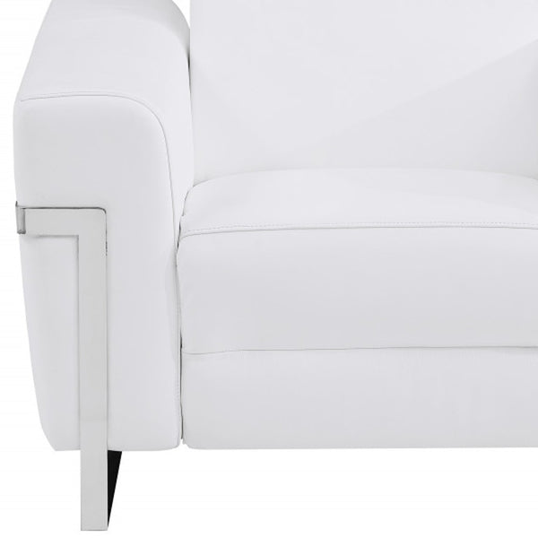 Homeroots 41" White Italian Leather Power Recliner Chair White  482247