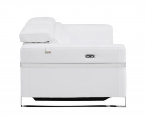 Homeroots 41" White Italian Leather Power Recliner Chair White  482247