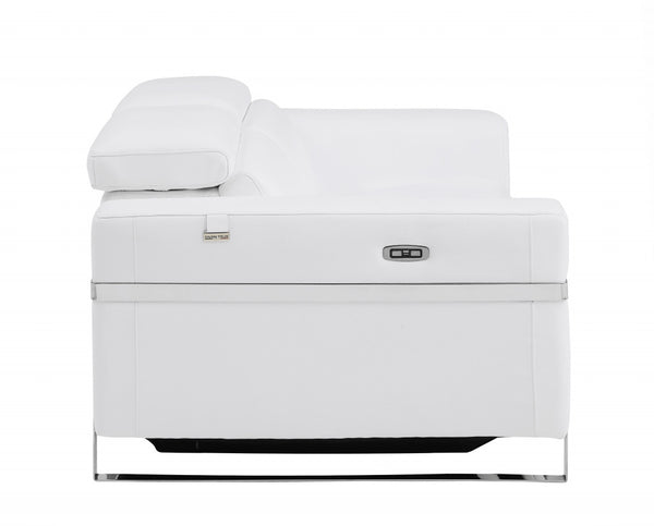 Homeroots 41" White Italian Leather Power Recliner Chair White  482247