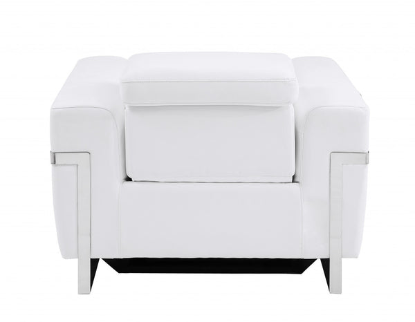 Homeroots 41" White Italian Leather Power Recliner Chair White  482247