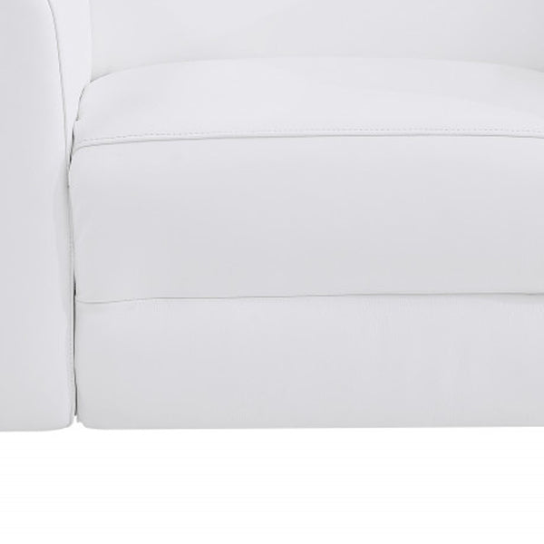 Homeroots 41" White Italian Leather Power Recliner Chair White  482247