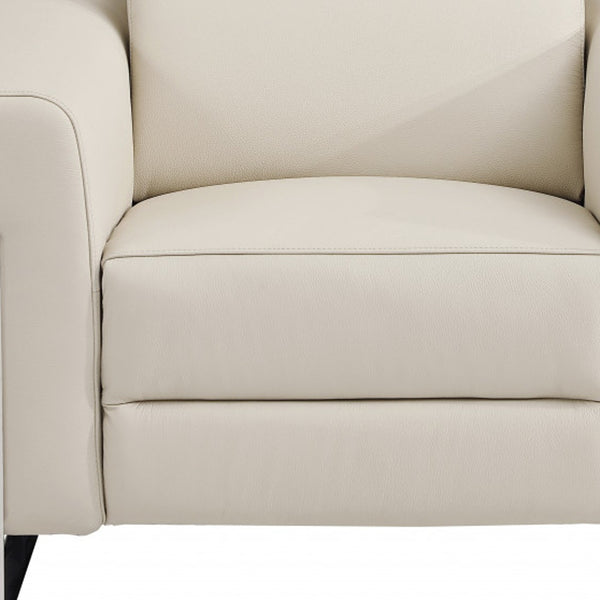 Homeroots 41" Beige Italian Leather Power Recliner Chair Beige  482248