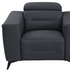 Homeroots 41" Dark Gray Italian Leather Power Recliner Chair Dark Grey  482249