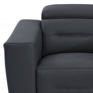 Homeroots 41" Dark Gray Italian Leather Power Recliner Chair Dark Grey  482249