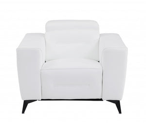 Homeroots 41" White Italian Leather Power Recliner Chair White  482250