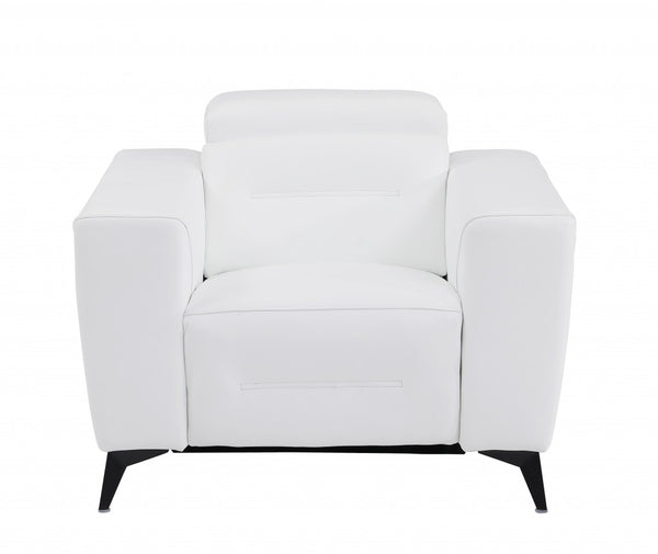 Homeroots 41" White Italian Leather Power Recliner Chair White  482250