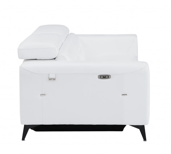 Homeroots 41" White Italian Leather Power Recliner Chair White  482250