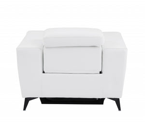 Homeroots 41" White Italian Leather Power Recliner Chair White  482250