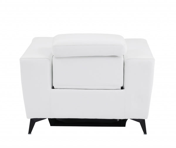 Homeroots 41" White Italian Leather Power Recliner Chair White  482250