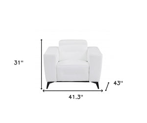 Homeroots 41" White Italian Leather Power Recliner Chair White  482250