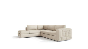 Homeroots Beige Italian Leather Reclining L Shaped Two Piece Corner Sectional Beige  482251