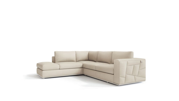 Homeroots Beige Italian Leather Reclining L Shaped Two Piece Corner Sectional Beige  482251