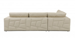 Homeroots Beige Italian Leather Reclining L Shaped Two Piece Corner Sectional Beige  482251
