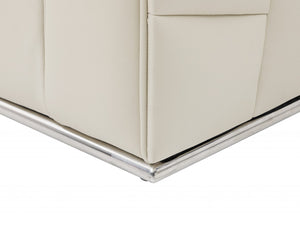 HomeRoots Beige Italian Leather L-Shaped Sectional with Reclining Seats, Storage & Modern Silver Legs Beige 482251