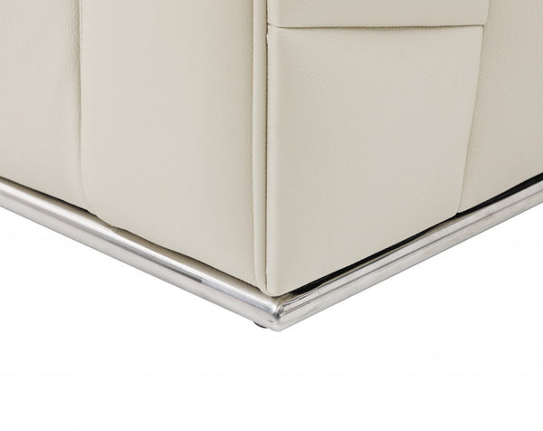HomeRoots Beige Italian Leather L-Shaped Sectional with Reclining Seats, Storage & Modern Silver Legs Beige 482251