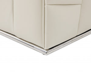 Homeroots Beige Italian Leather Reclining L Shaped Two Piece Corner Sectional Beige  482251