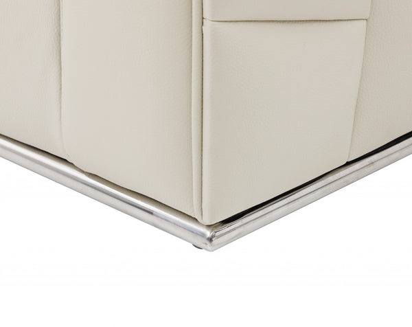 Homeroots Beige Italian Leather Reclining L Shaped Two Piece Corner Sectional Beige  482251