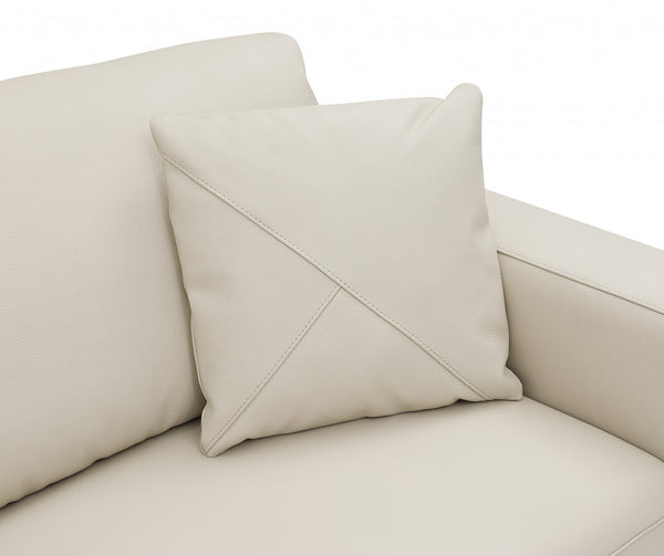 Homeroots Beige Italian Leather Reclining L Shaped Two Piece Corner Sectional Beige  482251