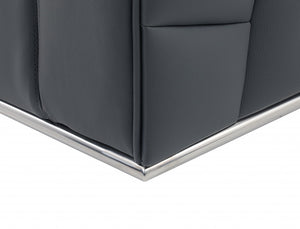 Homeroots Three Piece Indoor Italian Leather Seating Set For Six – Luxurious Comfort & Stylish Design Dark Grey  482252