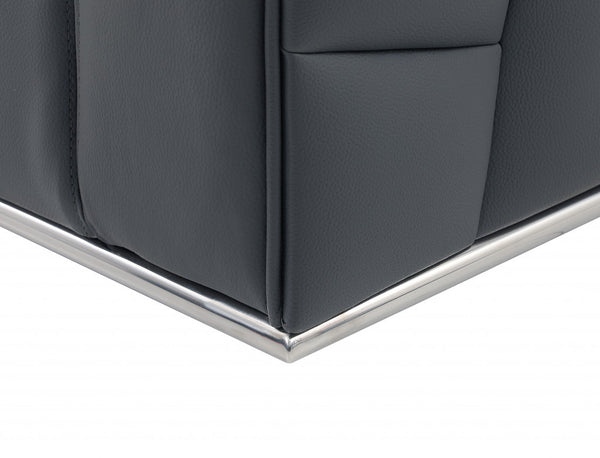 Homeroots Three Piece Indoor Italian Leather Seating Set For Six – Luxurious Comfort & Stylish Design Dark Grey  482252