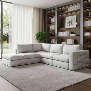 HomeRoots White Italian Leather Reclining Sectional Sofa - Luxurious Comfort, Modern Design & Convenient Storage White 482253