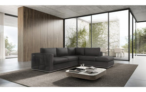 Homeroots Dark Gray Italian Leather Reclining L Shaped Two Piece Corner Sectional Dark Grey  482255