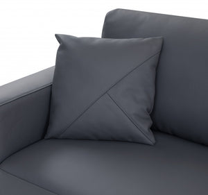 Homeroots Dark Gray Italian Leather Reclining L Shaped Two Piece Corner Sectional Dark Grey  482255