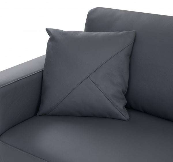 Homeroots Dark Gray Italian Leather Reclining L Shaped Two Piece Corner Sectional Dark Grey  482255