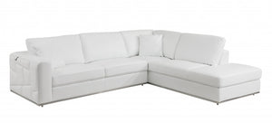 Homeroots White Italian Leather Reclining L Shaped Two Piece Corner Sectional White  482256