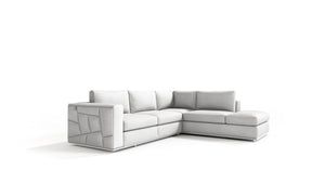 Homeroots White Italian Leather Reclining L Shaped Two Piece Corner Sectional White  482256