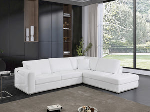 Homeroots White Italian Leather Reclining L Shaped Two Piece Corner Sectional White  482256