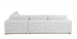Homeroots White Italian Leather Reclining L Shaped Two Piece Corner Sectional White  482256