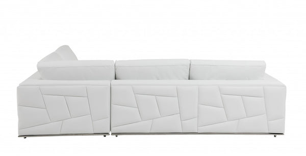Homeroots White Italian Leather Reclining L Shaped Two Piece Corner Sectional White  482256