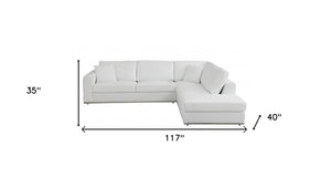 Homeroots White Italian Leather Reclining L Shaped Two Piece Corner Sectional White  482256