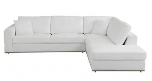 Homeroots White Italian Leather Reclining L Shaped Two Piece Corner Sectional White  482256