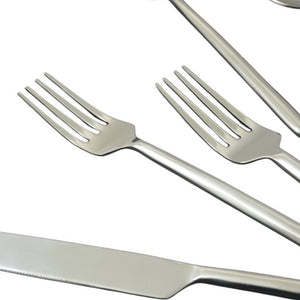 Homeroots Silver Hand Forged 20-piece Stainless Steel Flatware Set – Modern Elegance For Every Dining Occasion   482258