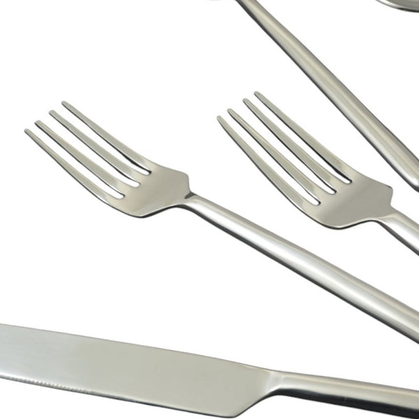 Homeroots Silver Hand Forged 20-piece Stainless Steel Flatware Set – Modern Elegance For Every Dining Occasion   482258