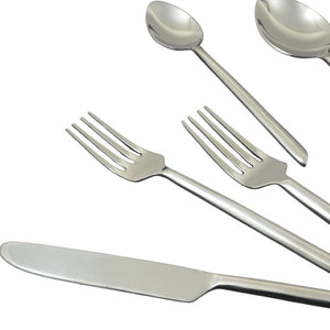Homeroots Silver Hand Forged 20-piece Stainless Steel Flatware Set – Modern Elegance For Every Dining Occasion   482258