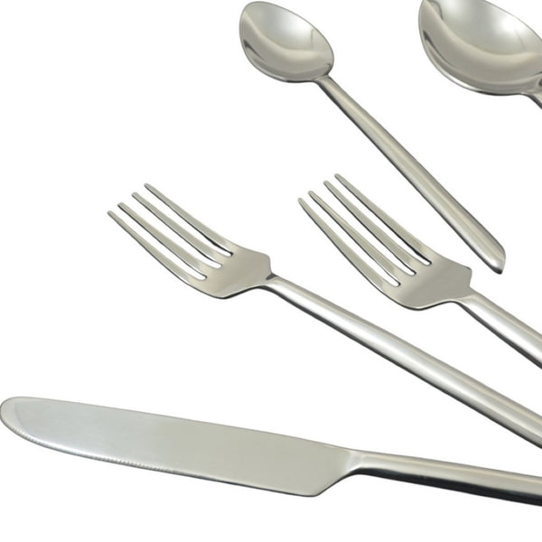 Homeroots Silver Hand Forged 20-piece Stainless Steel Flatware Set – Modern Elegance For Every Dining Occasion   482258