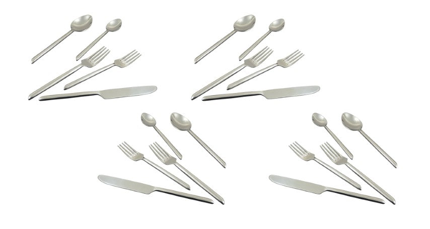 Homeroots Silver Hand Forged 20-piece Stainless Steel Flatware Set – Modern Elegance For Every Dining Occasion   482258